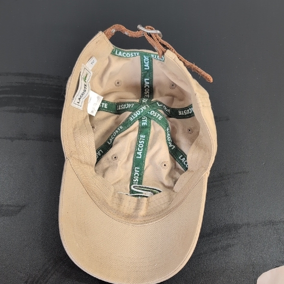 Lacoste Beige Cotton Baseball Cap Large Crocodile Logo Adjustable Strapback Hat - Picture 5 of 5